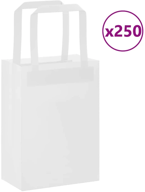 vidaXL Χάρτινες σακούλες 250 τεμάχια με χερούλια Λευκό 15x8x21 εκ.