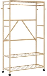 vidaXL Ράφι ρούχων με ράφια και ρόδες 110x40x180 εκ. Μπαμπού