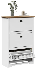 Ράφι παπουτσιών vidaXL BODO Λευκό και καφέ 80x35x118 cm