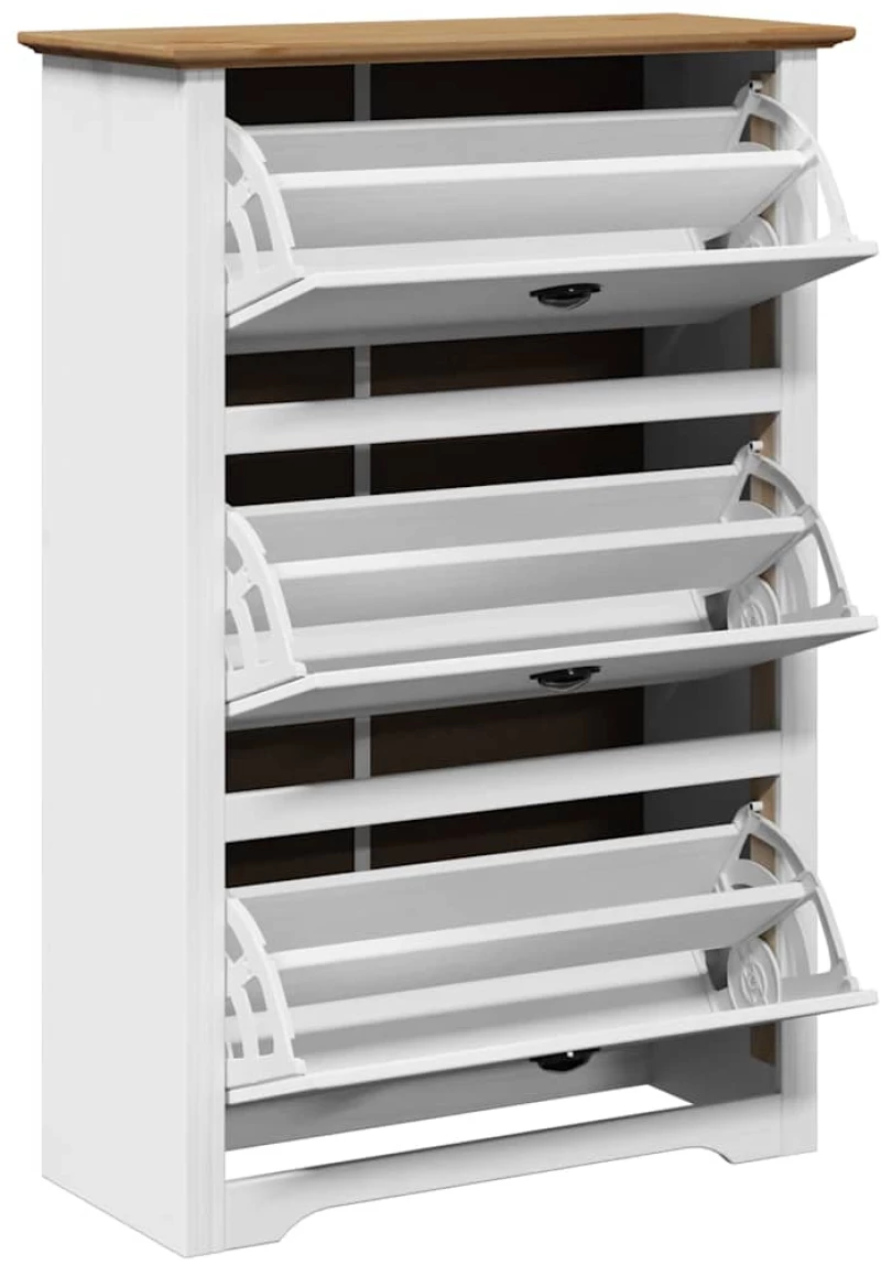 Ράφι παπουτσιών vidaXL BODO Λευκό και καφέ 80x35x118 cm