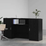 vidaXL Γραφείο υποδοχής Μαύρο Δρυς 200x50x103,5 εκ. Επεξεργασμένο Ξύλο
