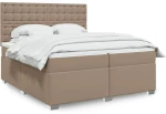 vidaXL Κρεβάτι Boxspring με Στρώμα Καπουτσίνο 200x200εκ.από Συνθ.Δέρμα