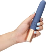 Travel Vibrator with Lube Compartment and Pump - Blue Horizon