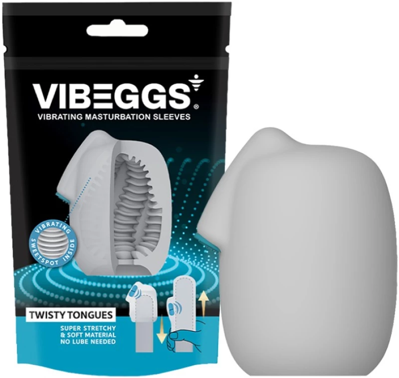 VIBEGGS - Twisty Tongues - Vibrating Masturbation Sleeve - White