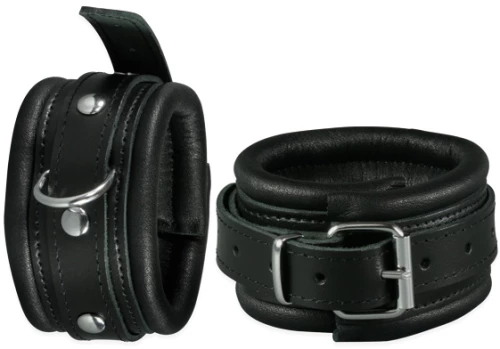 Leather Anklecuffs Black - 5 cm