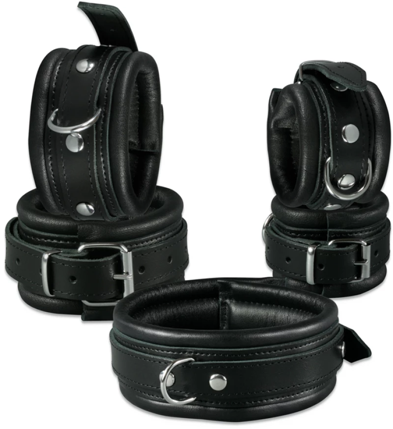 Leather Anklecuffs Black - 5 cm