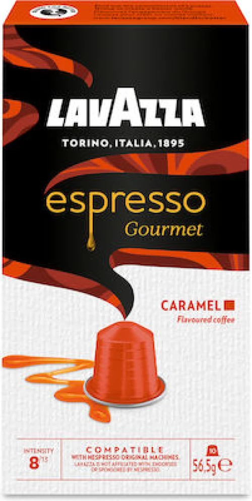LAVAZZA 10CAPS. NESPRESSO ESPRESSO CARMEL FLAVOURED COFFEE ALUMINUM