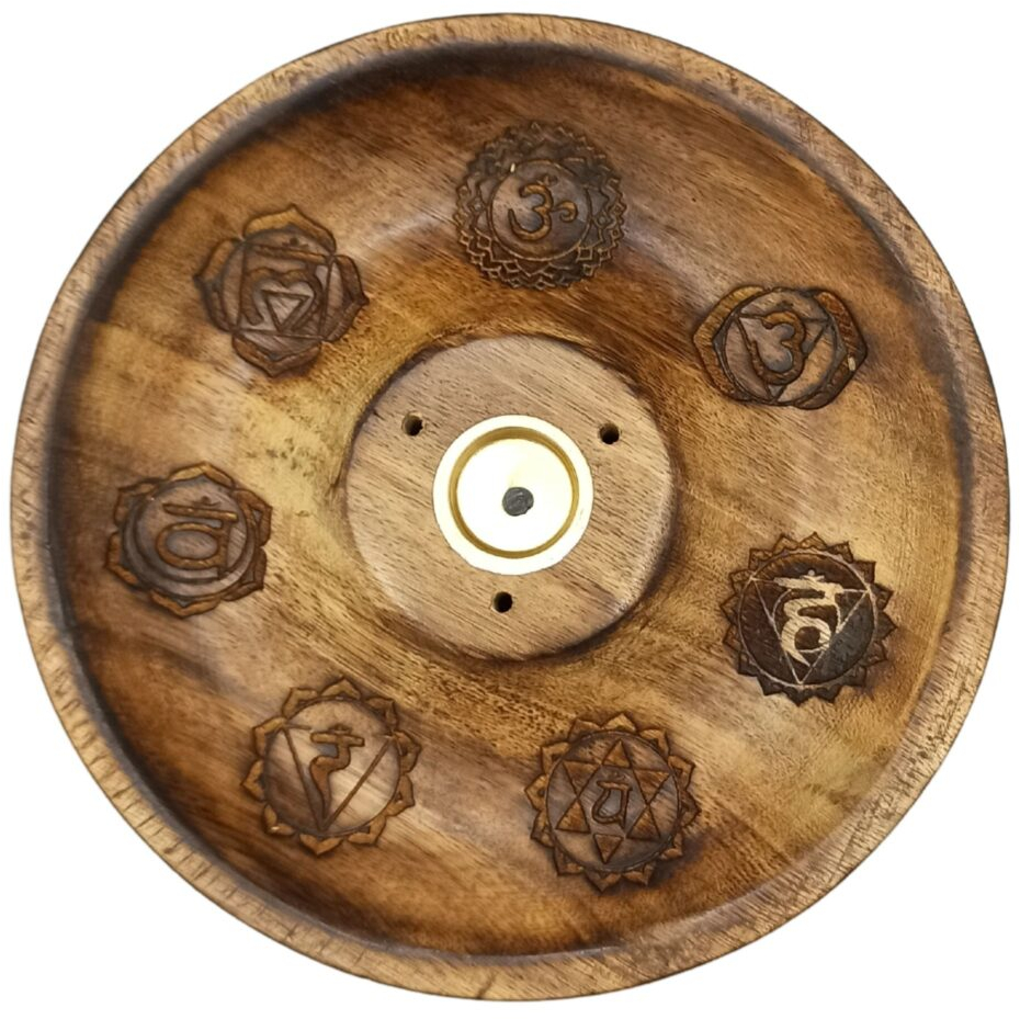 Χειροποίητη Ξύλινη Βάση Θυμιάματος για Αρωματικά Στικ & Κώνους 7 Chakra