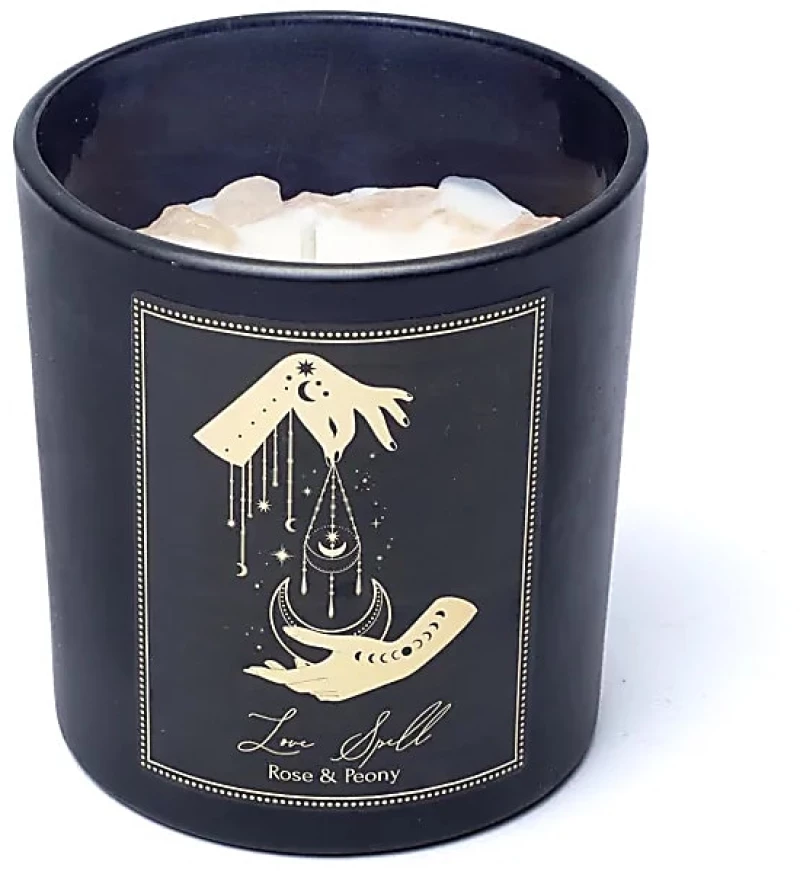Κερί με Πολύτιμους Λίθους Ροζ Χαλαζία Manifestation Candle Love Spell 120g