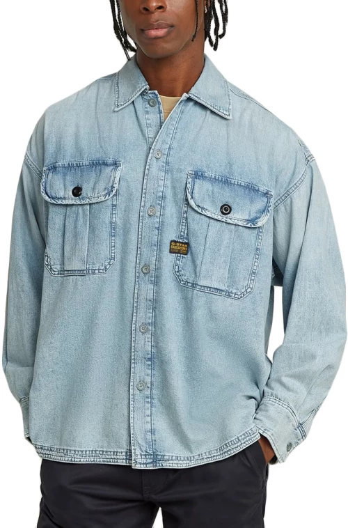 G-STAR RAW PLEATED LONGSLEEVE 2 POCKET BOXY SHIRT MEN G-STAR RAW ΜΠΛΕ (D26060-D946-H180)