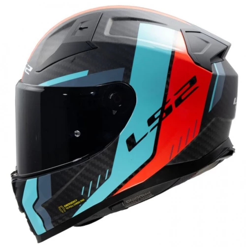 LS2 FF811 Vector II Carbon Grid Matt Red/Cyan