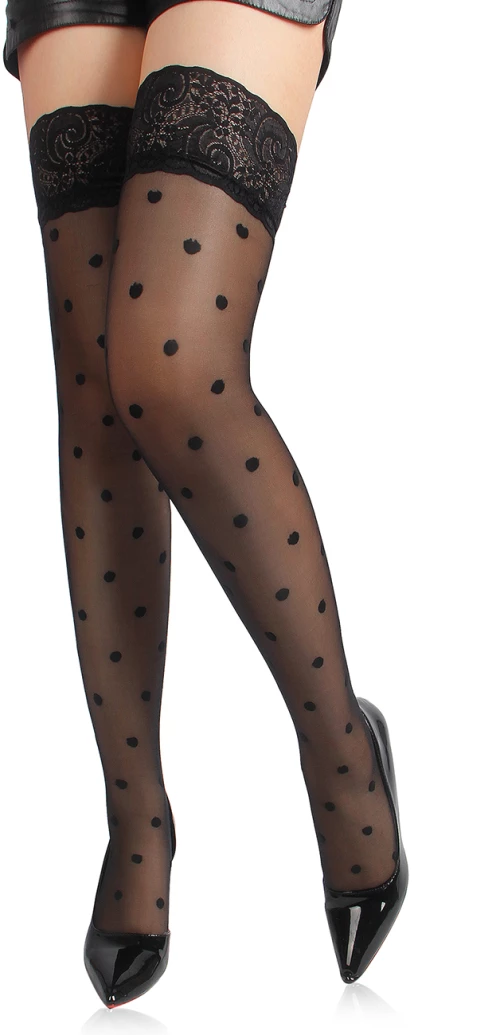 Black Spot Lace Sexy Stocking
