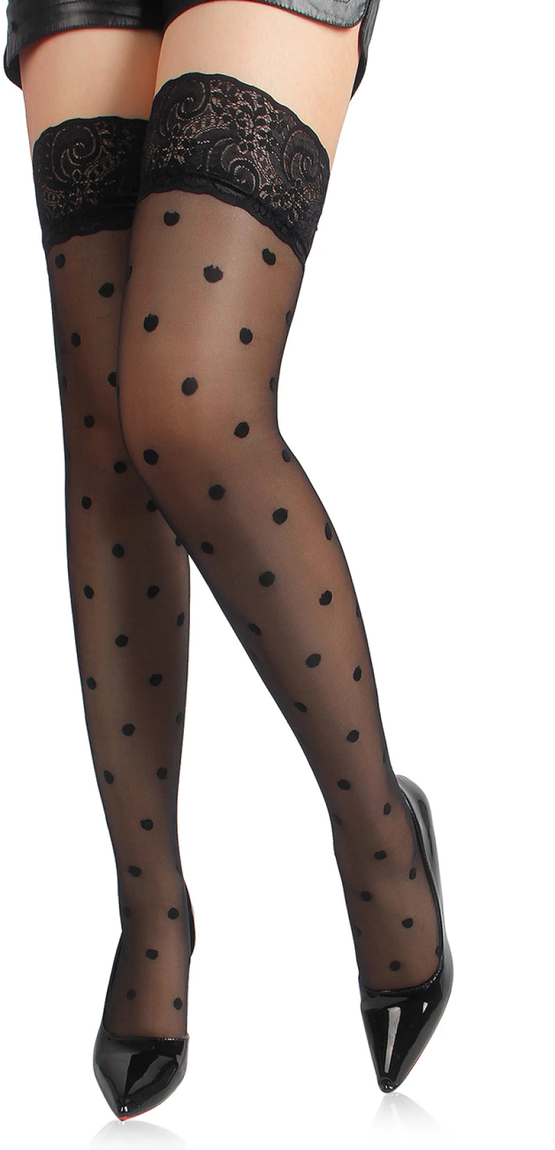 Black Spot Lace Sexy Stocking
