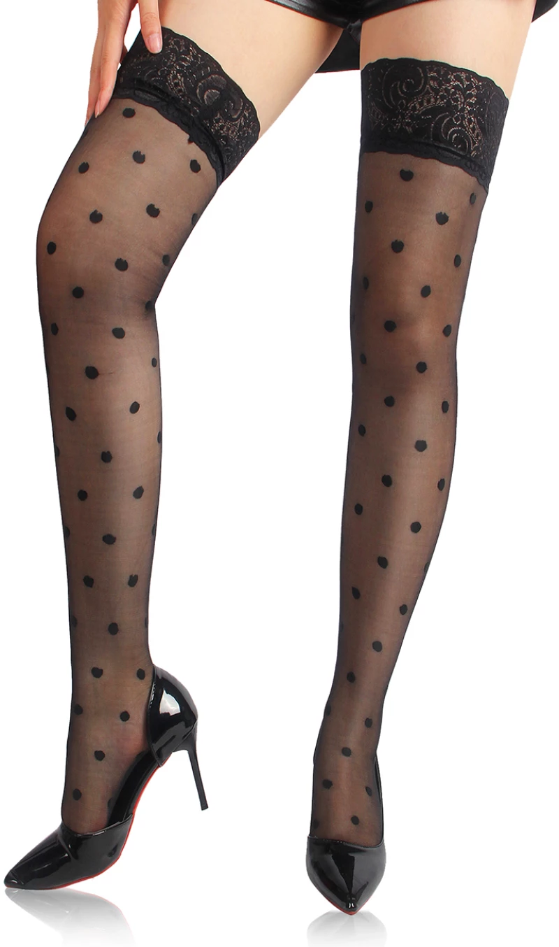 Black Spot Lace Sexy Stocking