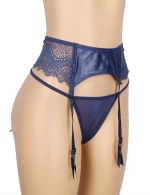 Blue Lace Garter Belt Panty