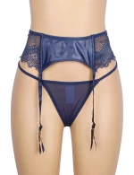 Blue Lace Garter Belt Panty