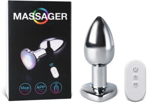 10-Speed Metal Vibrating Anal Plug with APP Control and Light-up