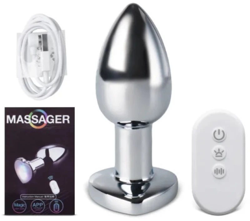 10-Speed Metal Vibrating Anal Plug with APP Control and Light-up