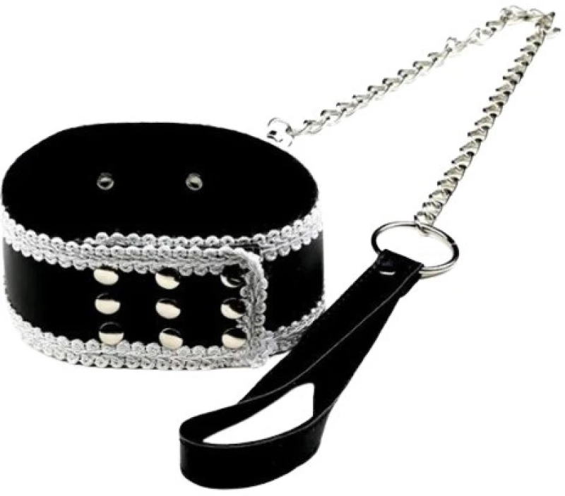 Sexy Adjustable Lace PU Leather Plush Slave Collar