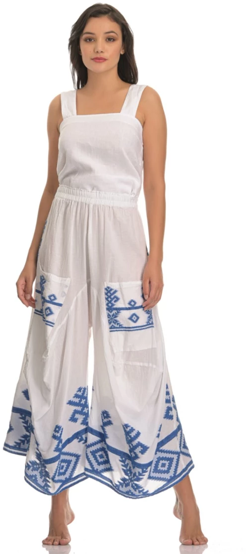 Παντελόνα Γυναικεία Boho White/Blue