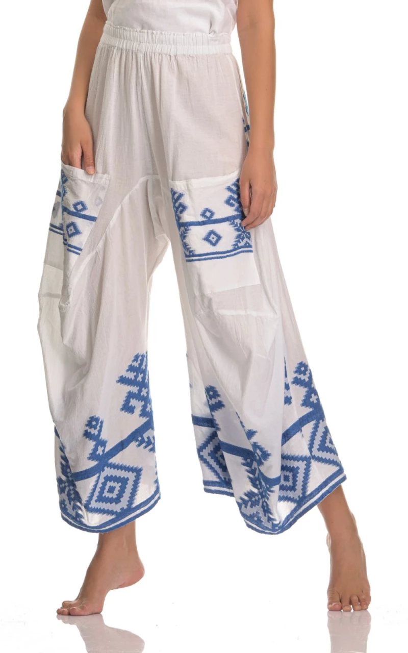 Παντελόνα Γυναικεία Boho White/Blue