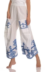 Παντελόνα Γυναικεία Boho White/Blue