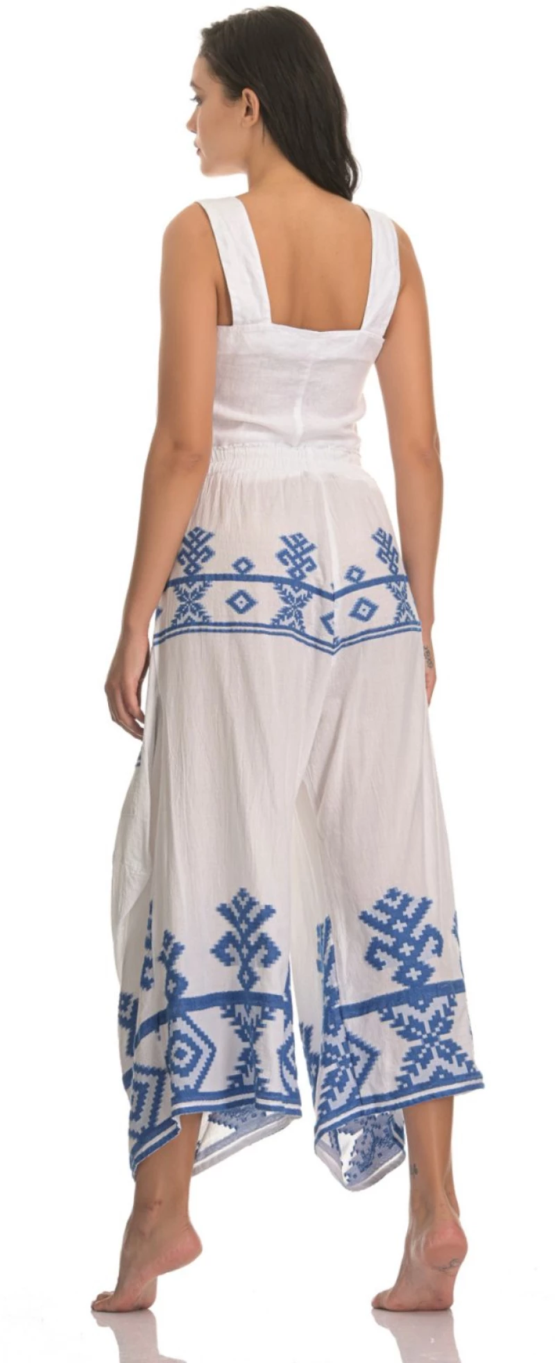 Παντελόνα Γυναικεία Boho White/Blue