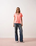 Μπλούζα Γυναικεία V-Neck Marilla Absolut Cashmere Neon Coral