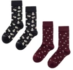 Walk Ανδρική κάλτσα - Bamboo - Christmas Gift Box 2 Ζεύγη - Μαύρο/Κόκκινο - One Size 41-45