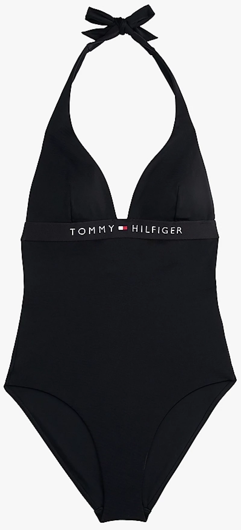 Γυναικείο ολόσωμο μαγίο Tommy Hilfiger - Μαύρο - Ψηλό κόψιμο - Δετό Στο Λαιμό