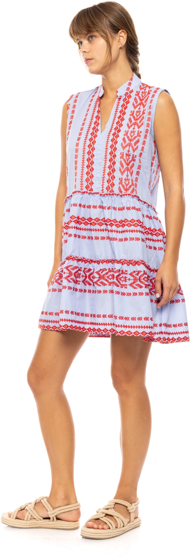Γυναικείο Beachdress Pink Label -  Εμπριμέ - Mini Φόρεμα - Regular Fit - Cotton