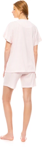Γυναικεία πυτζάμα Pink Label - Σόρτς - Soft Pink Stripe - Ροζ Ριγέ - Κοντομάνικη