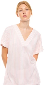 Γυναικεία πυτζάμα Pink Label - Σόρτς - Soft Pink Stripe - Ροζ Ριγέ - Κοντομάνικη