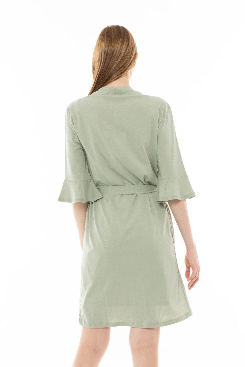 Γυναικεία Ρόμπα Pink Label - Σταυρωτή Aqua  - Μανίκι 3/4 - Cotton