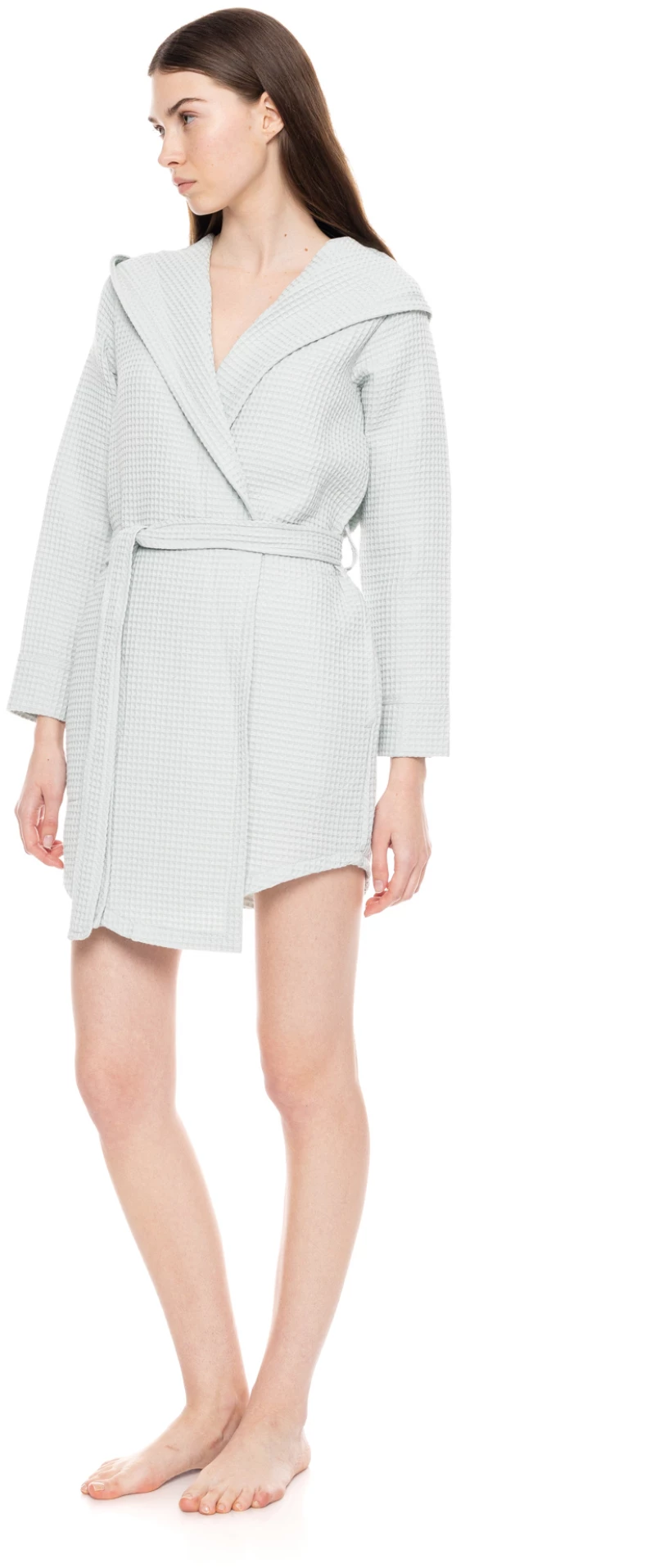 Γυναικεία Ρόμπα Pink Label - Κοντή - Blue Cloud με κουκούλα - Cotton - Regular Fit