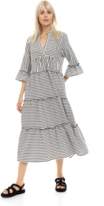 Γυναικείο Beachdress Pink Label -  Φόρεμα Μακρύ - STRIPE SAND - Regular Fit - Cotton