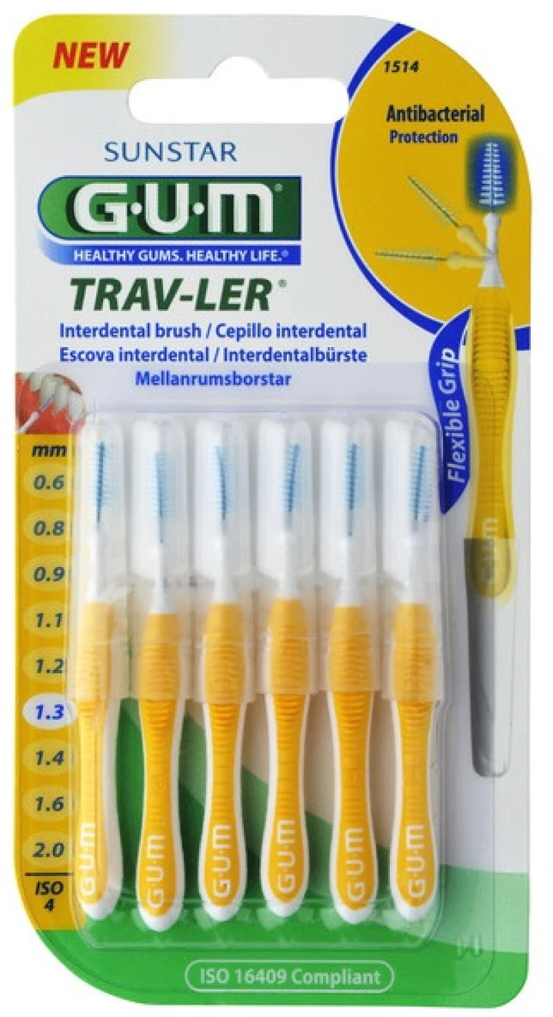 GUM Trav-Ler No4, 1.3mm, 1514, Μεσοδόντια Βουτσάκια - 6τεμ