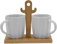CACTUS ΚΟΥΠΑ ESPRESSO SET 2ΤΜΧ 20x12x17 ΠΟΡΣΕΛΑΝΗ ΛΕΥΚΟ ΦΥΣΙΚΟ BAMBOOINTHEBOX