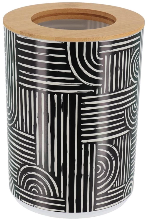 Κάδος απορριμμάτων πλαστικό / bamboo καπάκι ETHNIK VIBES 5lt/18. 5x24 cm