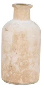 Βάζο γυάλινο λευκό/μπεζ Φ6,5Η13cm