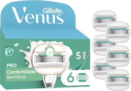 Venus - Gillette Venus Pro ComfortGlide Sensitive Razor Blades - Green/White - 6 pcs / Health and Personal Care