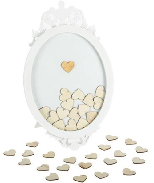 Beauty Home ΚΑΔΡΟ ΕΥΧΩΝ 40 x 24 cm + 40 ΞΎΛΙΝΕΣ ΚΑΡΔΙΕΣ 3.5 cm
