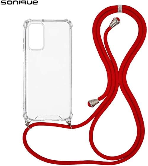 Θήκη Σιλικόνης με Κορδόνι Sonique Armor Clear Samsung Galaxy A15 4G / Galaxy A15 5G Κόκκινο