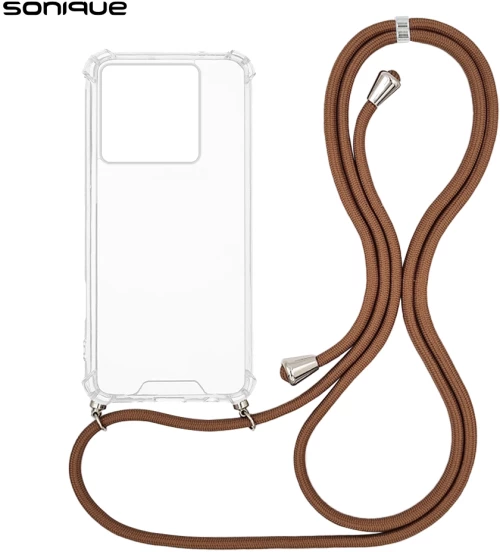 Θήκη Σιλικόνης με Κορδόνι Sonique Armor Clear Xiaomi Xiaomi 14T Pro Καφέ
