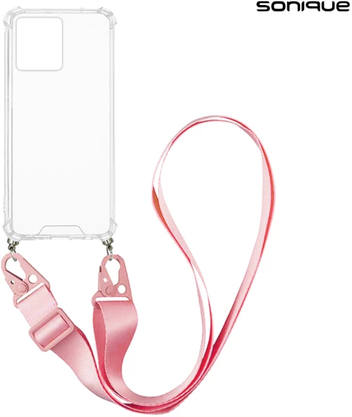 Θήκη Σιλικόνης με Strap Sonique Armor Clear Motorola Moto G84 5G Ροζ