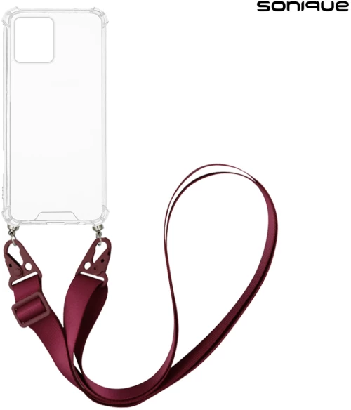 Θήκη Σιλικόνης με Strap Sonique Armor Clear Motorola Moto G72 Μπορντώ