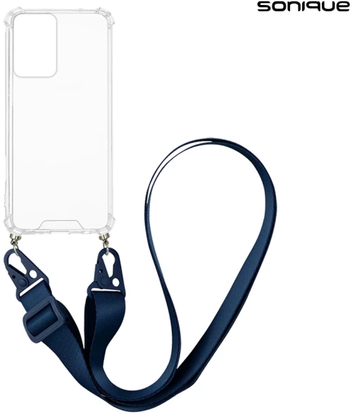 Θήκη Σιλικόνης με Strap Sonique Armor Clear Motorola Moto G35 5G Μπλε Σκούρο