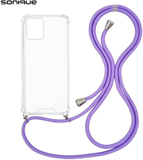 Θήκη Σιλικόνης με Κορδόνι Sonique Armor Clear Motorola Moto G73 5G Λιλά