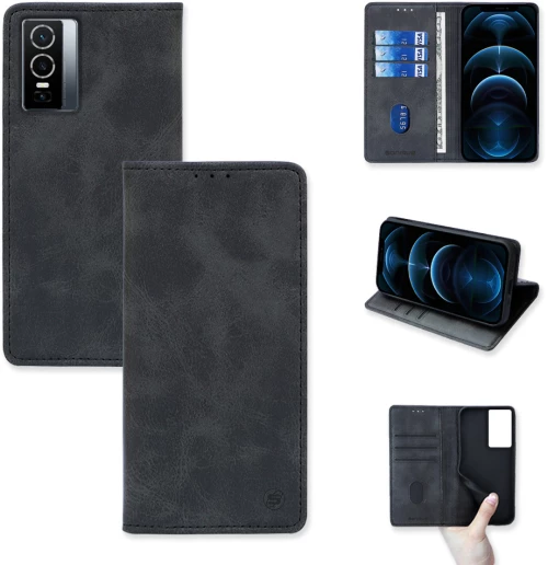 Θήκη Πορτοφόλι Vintage Magnet Wallet Sonique VIVO Y74s / VIVO Y76 5G Μαύρο