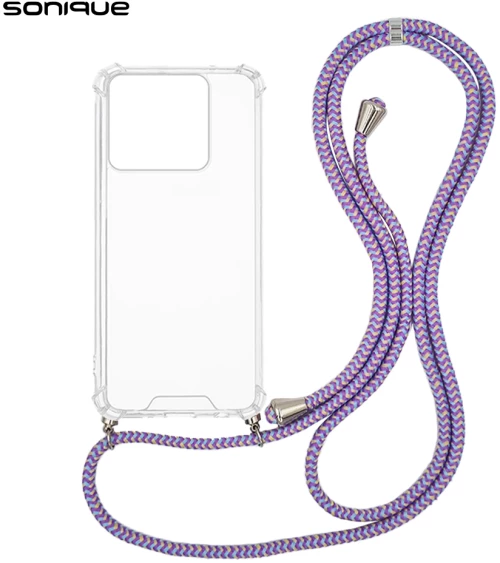 Θήκη Σιλικόνης με Κορδόνι Sonique Armor Clear Realme C61 4G / Realme C63 4G / Realme Note 60 4G Rainbow Λιλά